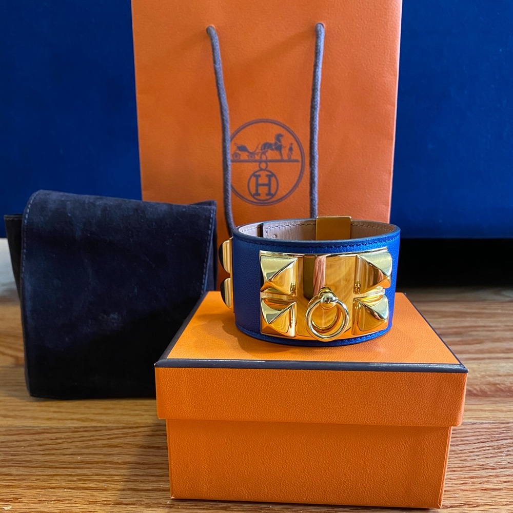 Hermes Collier De Chien Bracelet CDC Blue small